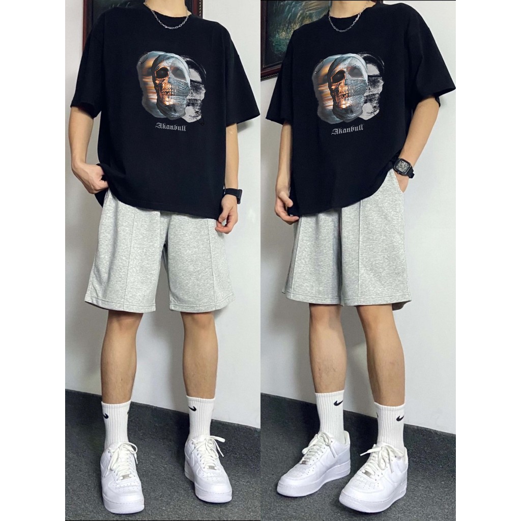 t shirt oversize pria|Lengan Pendek Motif Tengkorak Setan Gelap|kaos vintage pria|baju oversize pria