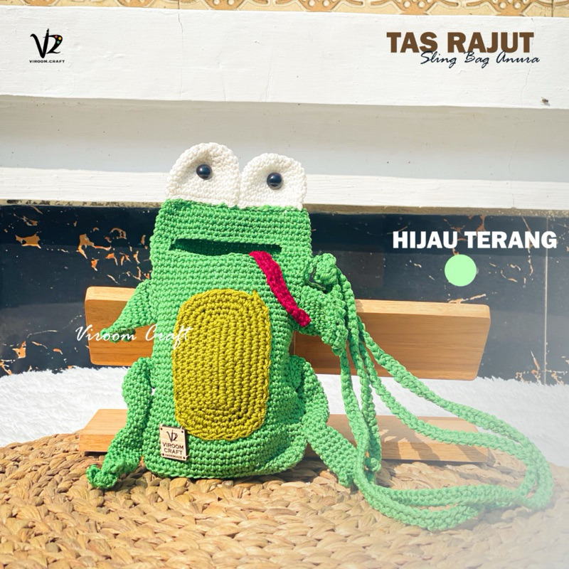 Slingbag Rajut Hp Karakter Frog | Tas Rajut | Slingbag Hp | Tas Hp | Rajut Handmade | Tas HP Rajut |