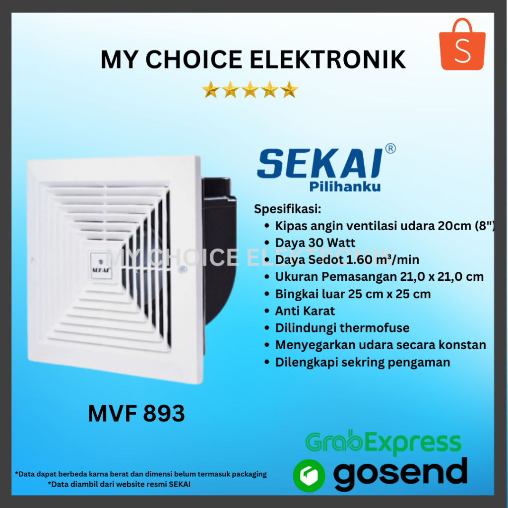 SEKAI MVF 893 Exhaust Fan Ceiling | MVF-893 (8inch)
