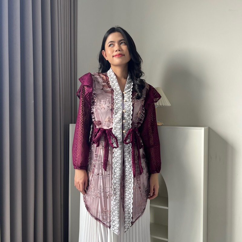 Hoolaqueen - Kebaya Outer Malika - Outer Tile Renda - Atasan Kondangan - Kebaya Tile Renda - Kebaya 