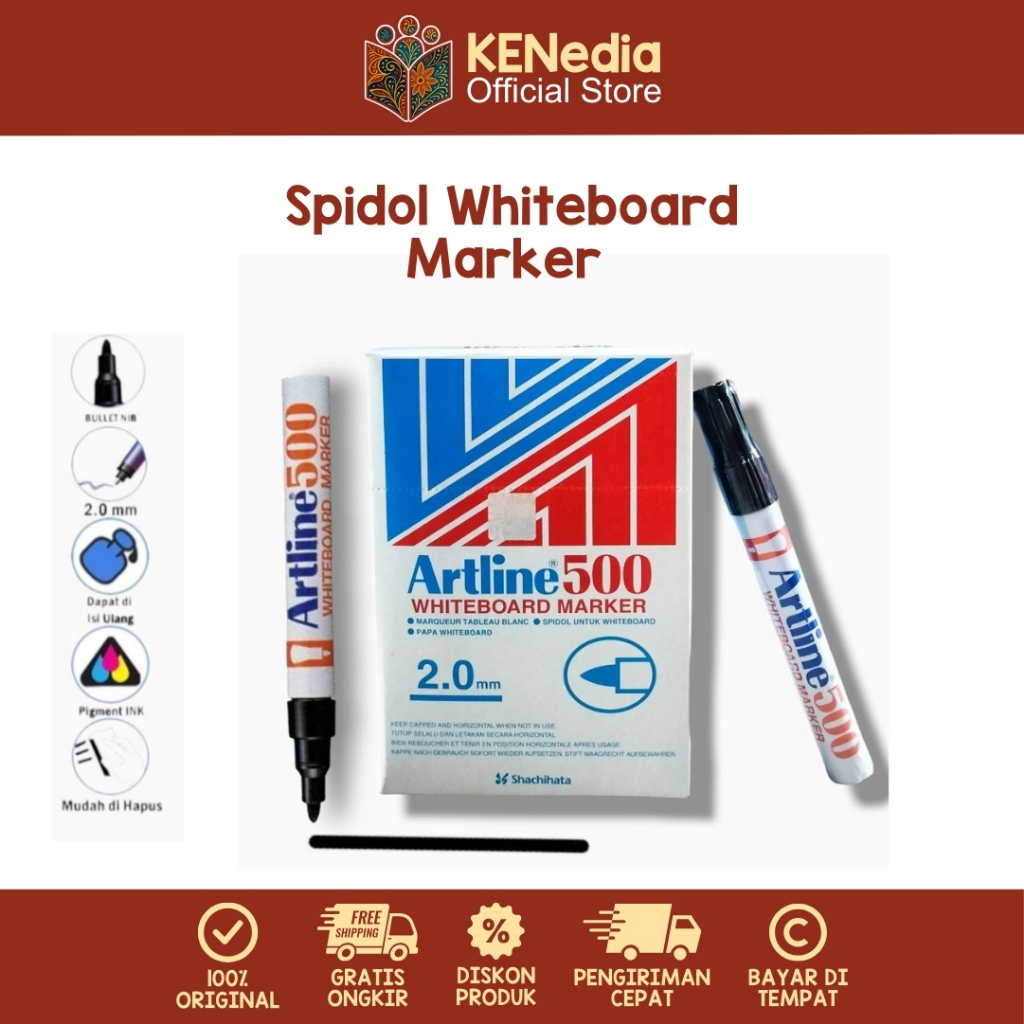 

( 1 BOX / 12 PCS ) Spidol Artline Marker 500