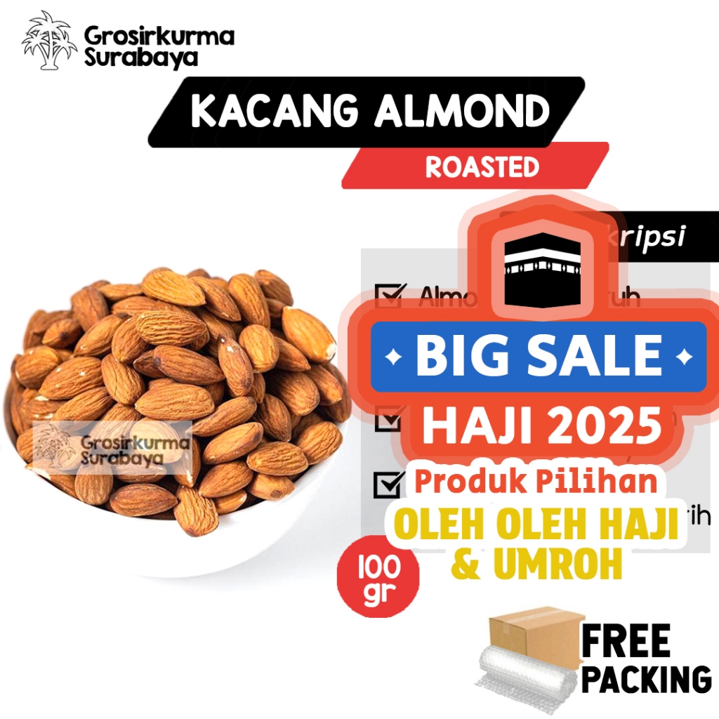 

Kacang Almond Kupas Panggang 100gr Jaminan Renyah Tanpa Kulit Untuk Snack Cemilan MPASI ASI Booster