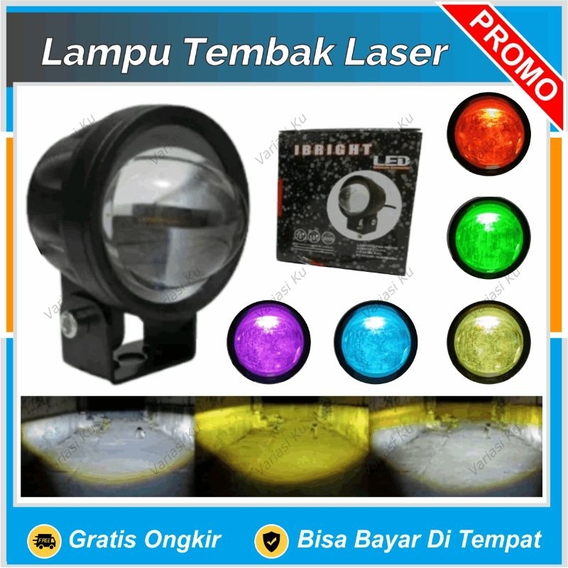 LAMPU TEMBAK MINI BILED  D2 LASER GUN 4D T20 T20X PROJEKTOR 2 WARNA JAUH PUTIH DEKAT KUNING SINAR FO