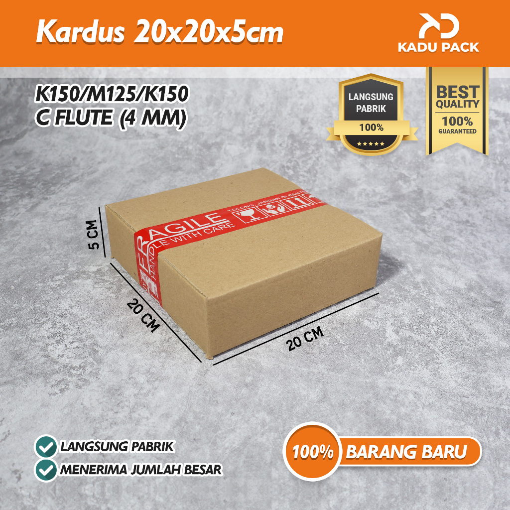 

(Harga 10 Pcs) Kardus Karton Box Packing Polos | 20x20x5 cm | Polos