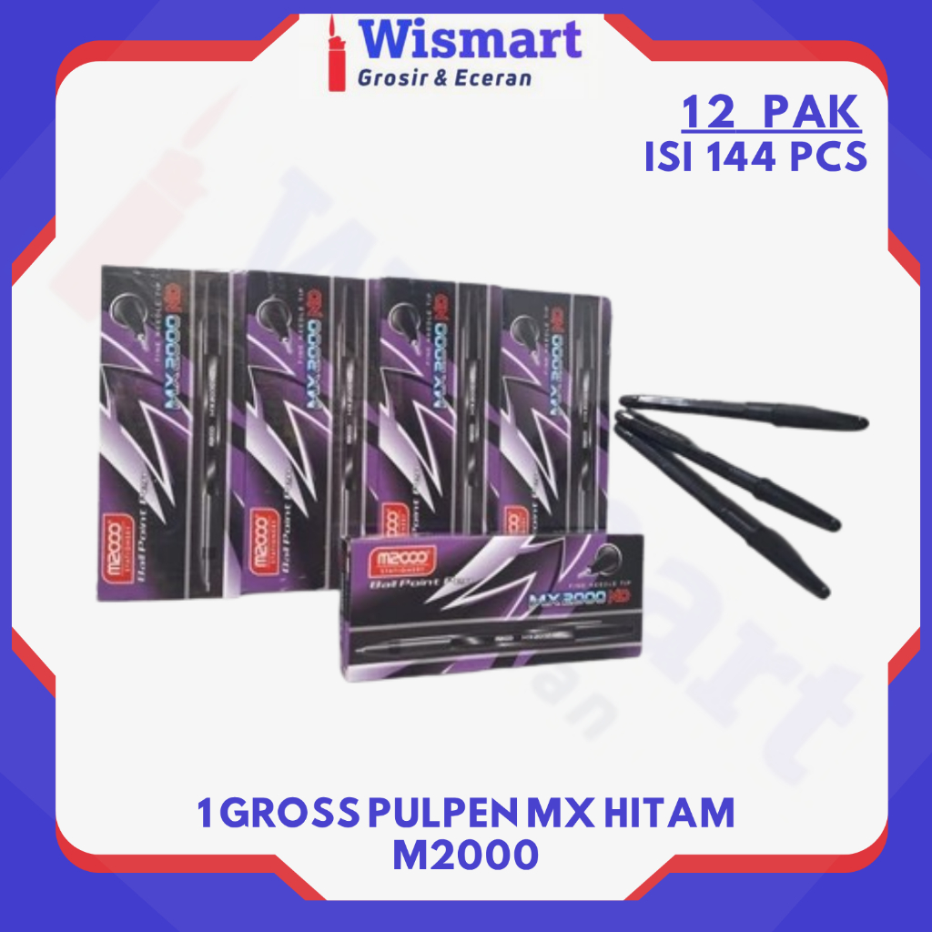 

(12 Lusin) PULPEN M 2000 HITAM NEEDLE TIP JARUM M2000 / PEN PENA MX 2000 1 GROSS 144 PCS