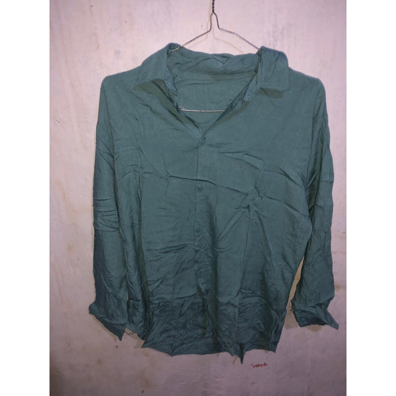 Kemeja rayon wanita warna hijau wardah