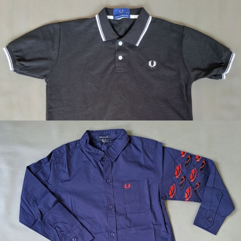baju kaos kerah kemeja fred perry navy hitam anak size 8tahun 11tahun ori