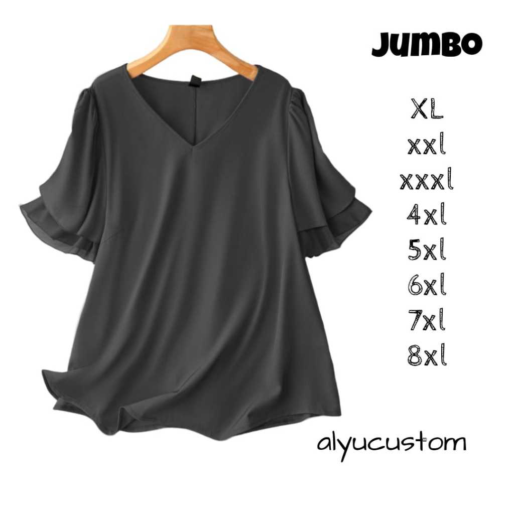Jumbo Blus Hitam Alyucustom Atasan Bahan Katun Toyobo