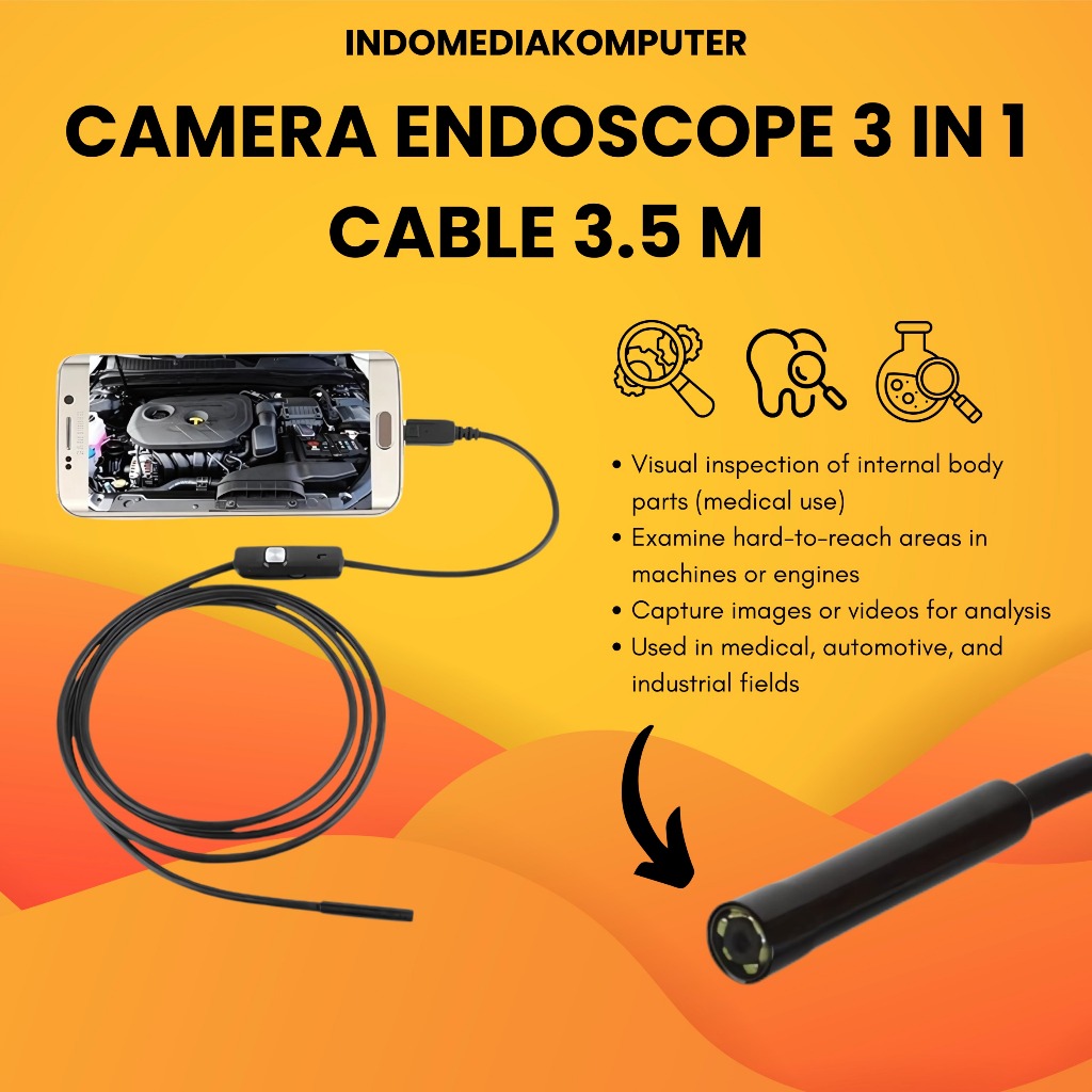 CAMERA ENDOSCOPE 3IN1 KABEL 3.5M  Endoscope Camera 3in1 cable 3.5M camera endoscope 3in1+kabel 3.5M