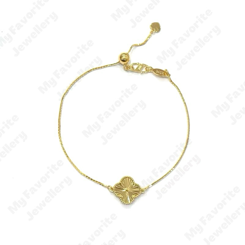 Gelang Serut Italy Clover MEWAH EMAS ASLI Kadar 875 20K