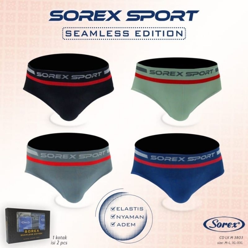 (2 PCS) Sorex Man Celana Dalam Segitiga Seamless Edition Brief CD LK 3801 | Celana Dalam Pria Seamle