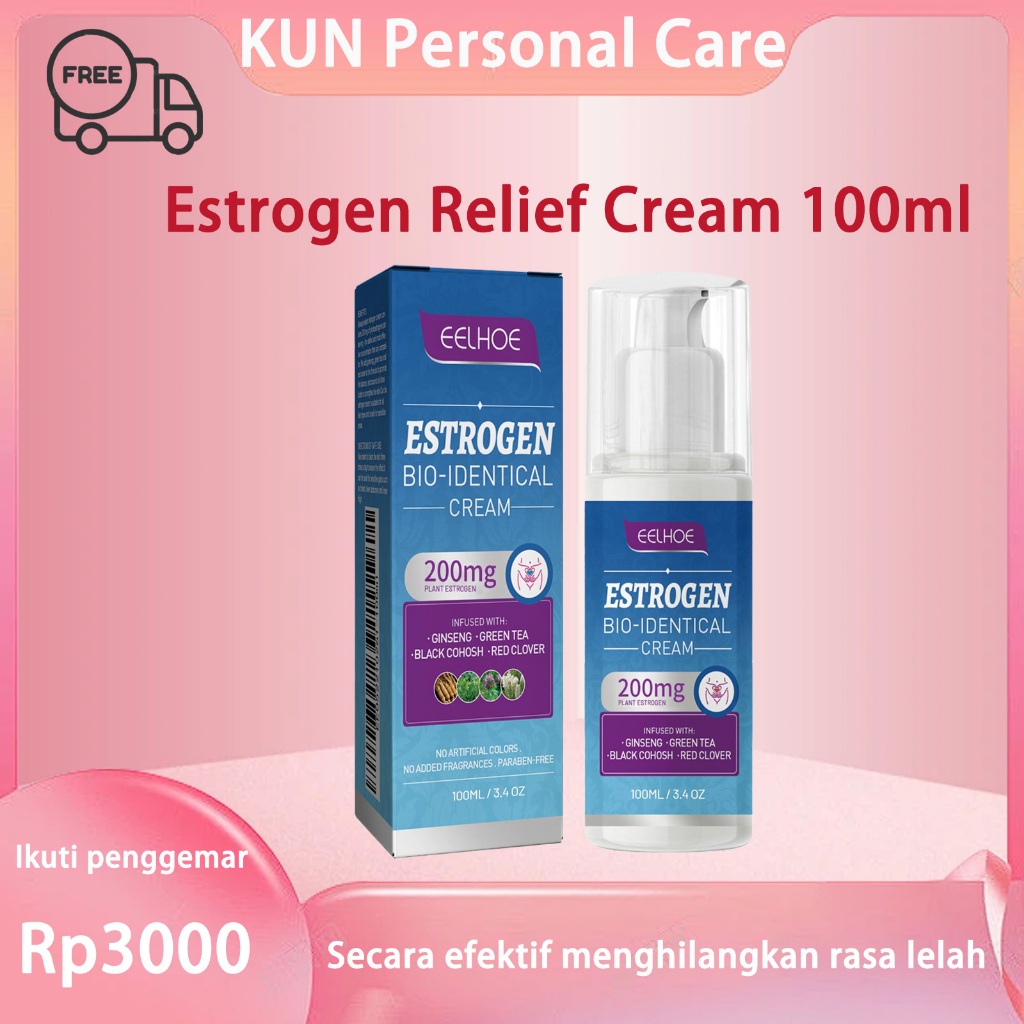EELHOE Estrogen Relief Cream 100ml Estrogen Booster Menopausal Oestrogen Cream Mengurangi Kelelahan 
