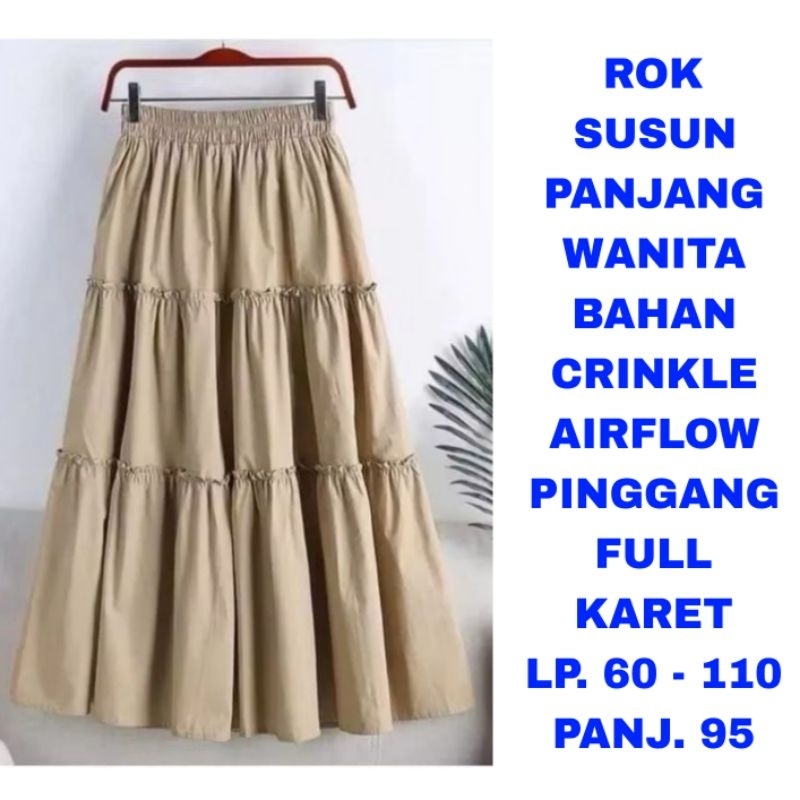 WK ROK SUSUN PANJANG WANITA CRINKLE AIRFLOW BAJU MUSLIM FASHION KOREA TERBARU