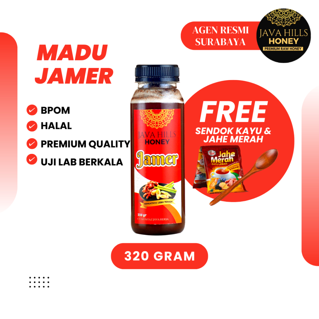 

Javahills Honey Madu Jahe Merah 320gr – Madu Herbal Asli | Bantu Atasi Maag, GERD & Masuk Angin