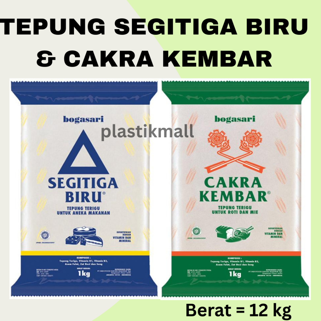 

(12KG) Tepung Terigu Segitiga Biru Dan Cakra Kembar - 1 DUS