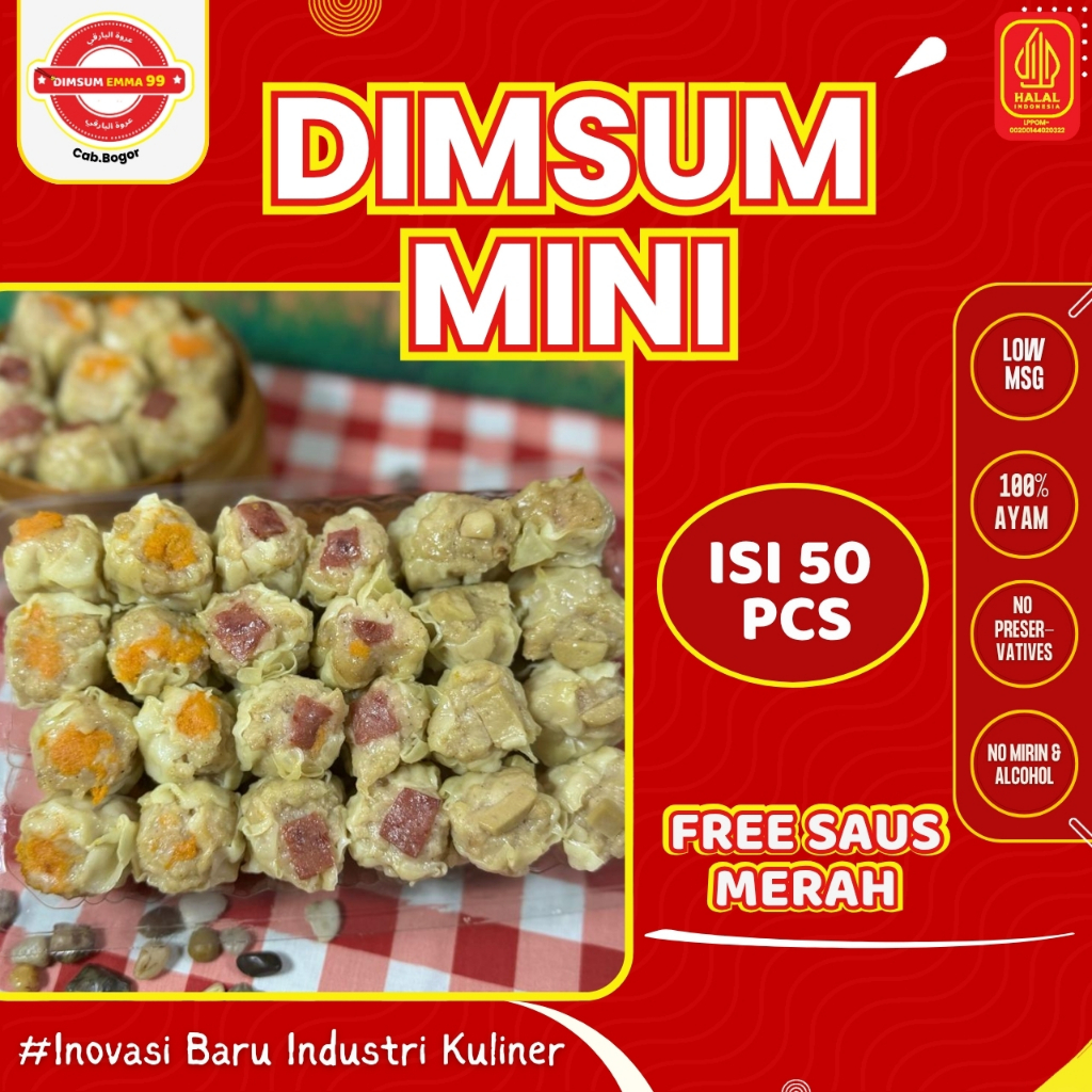 

Dimsum Ayam Seribuan / Mini Topping Mix Frozen isi 50pcs - Free Saus Merah Halal & Nikmat