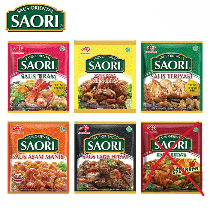 

(RENCENGAN) SAORI 20 ML X 10 SACHET SAUS ALL VARIAN BUMBU MASAK TIRAM TERIYAKI BULGOGI ASAM MANIS BULGOGI MENTEGA SEMUA RASA VARIANT