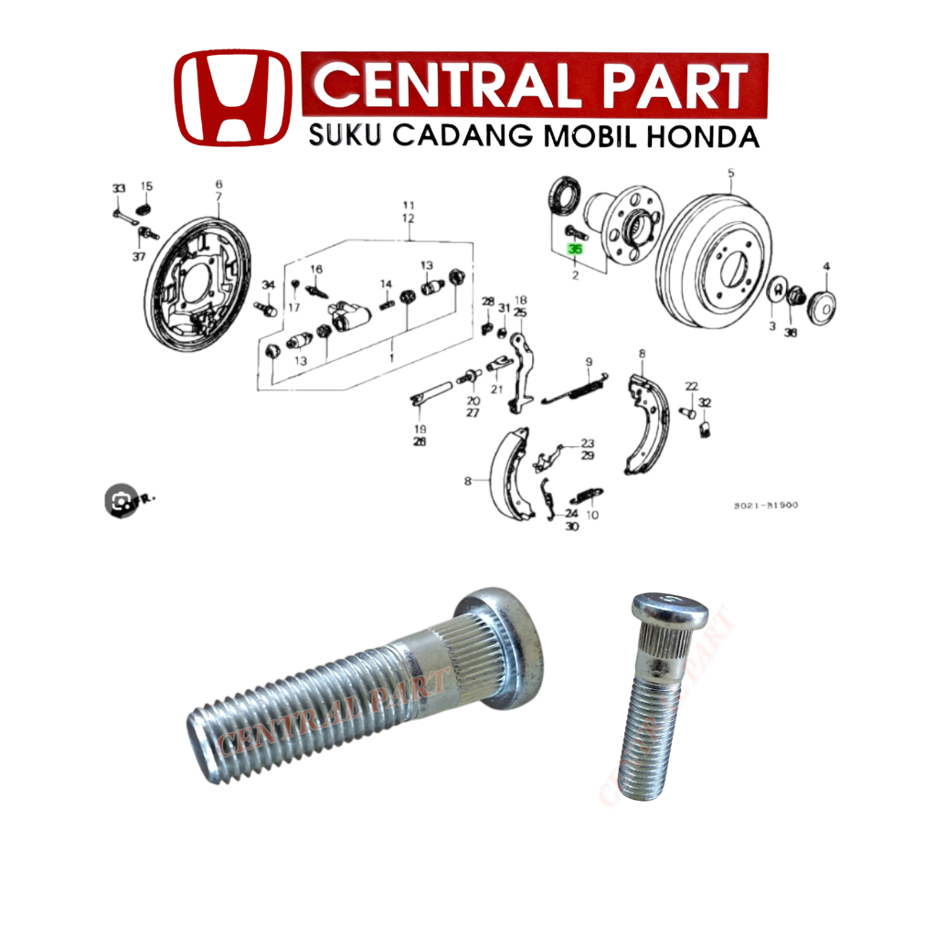 Baut roda semua mobil honda accord civic crv stream odyssey brv hrv panjang 4.8cm