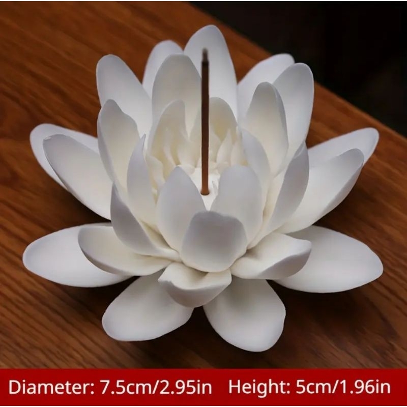 CERAMIC WHITE LOTUS INCENSE BURNER