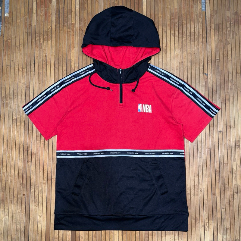 NBA HALF ZIP TAPED WITH HOODIE JACKET SHORT SLEEVE new era yankees mlb chicago bulls
