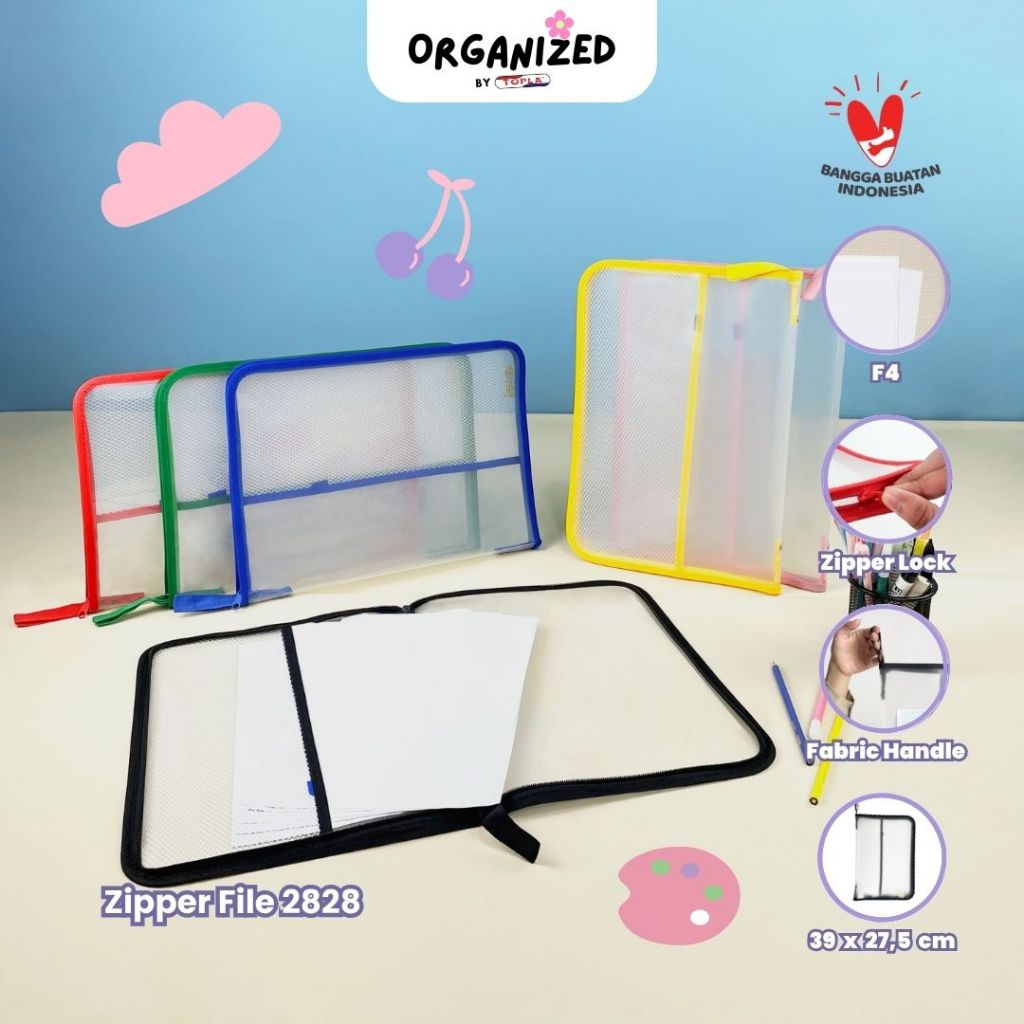 

Map Jaring Seleting TOPLA Folio / Zipper Bag ukuran folio / map jala seleting F4