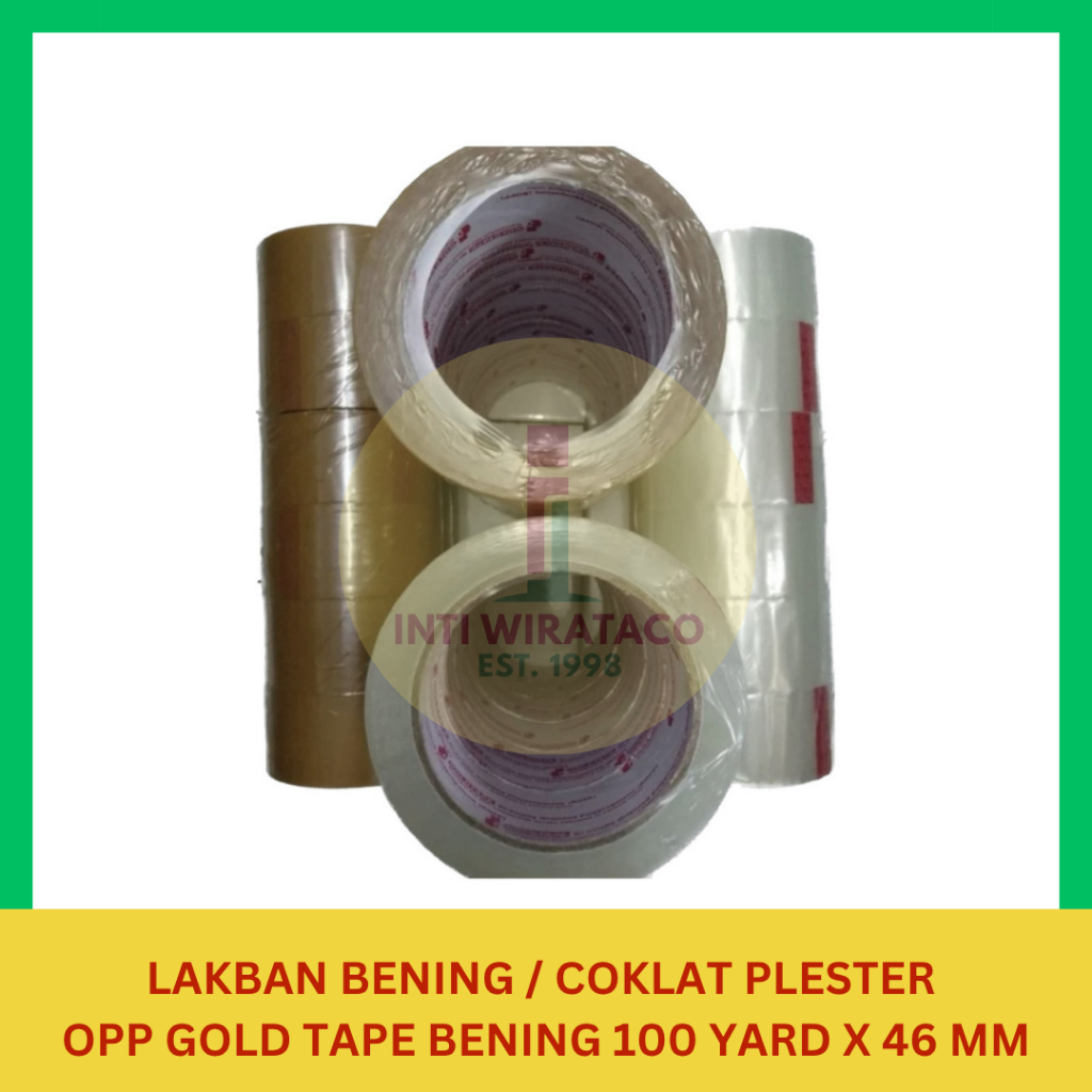 

Lakban bening plester OPP dus dos GOLD TAPE BENING 100 YARD X 46 mm