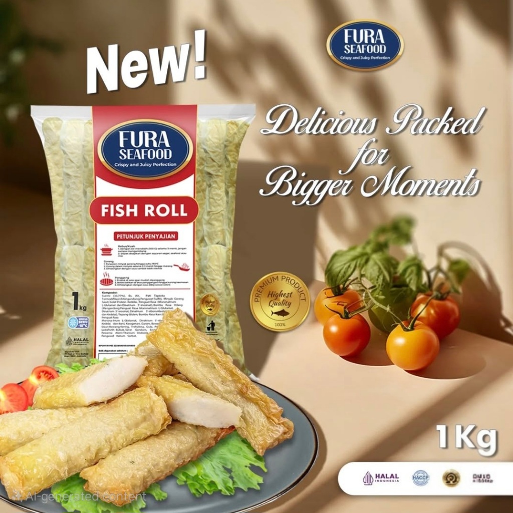 

Fura Seafood Fish Roll | Fura Roll Ikan 1 Kg