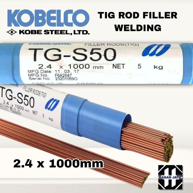 KAWAT LAS ARGON KOBE TG-S50 1Kg (1.6MM 2.4MM 3.2MM) / KAWAT LAS ARGON KOBE TGS 50 ER70S-G