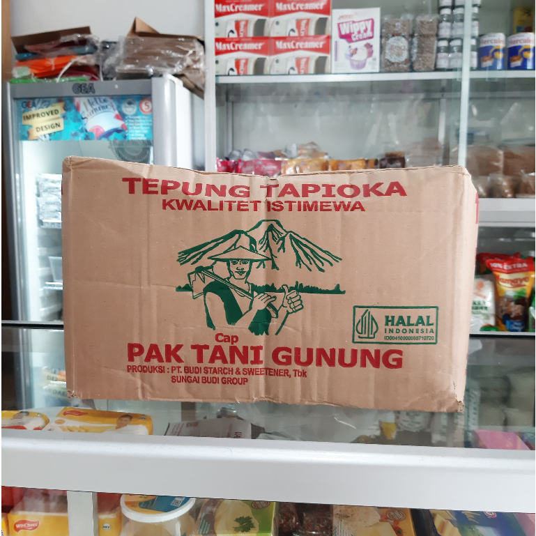

Tepung Tapioka Cap Pak Tani Gunung 500gr x 20pack Per 1 Karton