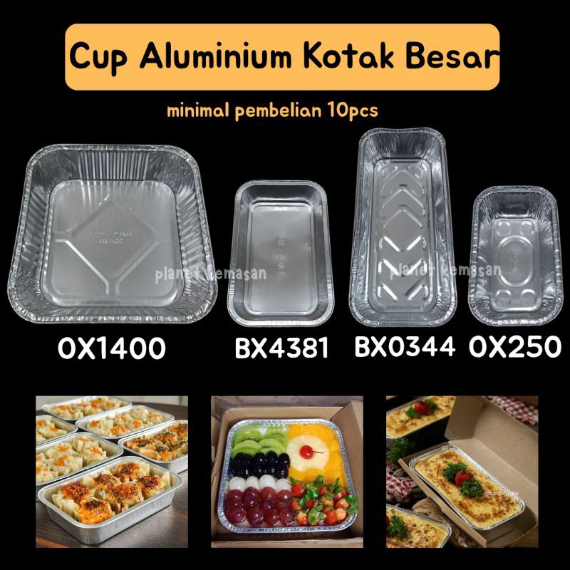 CUP ALUMUNIUM PERSEGI PANJANG KOTAK PUDING PERSEGI TRAY ALUMUNIUM FOIL TRAY ALU TRAY FOIL KOTAK PUDI