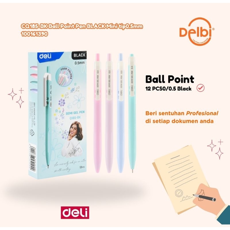 

Ballpoint Deli pulpen pen tinta hitam 0,5 mm