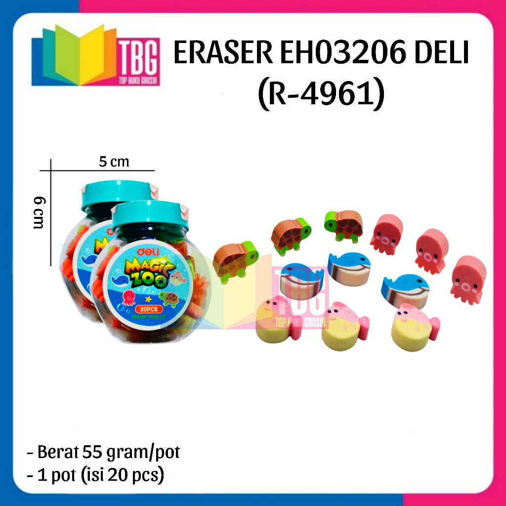 

1 POT (20 PCS) ERASER EH03206 DELI PENGHAPUS / PENGHAPUS MINI CUTE DELI / STIP KECIL (R-4961)