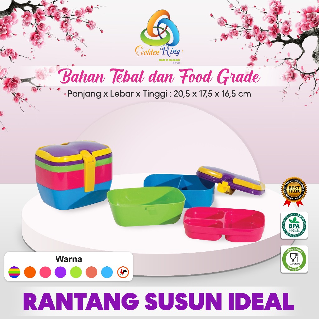 RANTANG SUSUN IDEAL / Rantang Set / Rantang Cantik Minimalis / Rantang Plastik Susun
