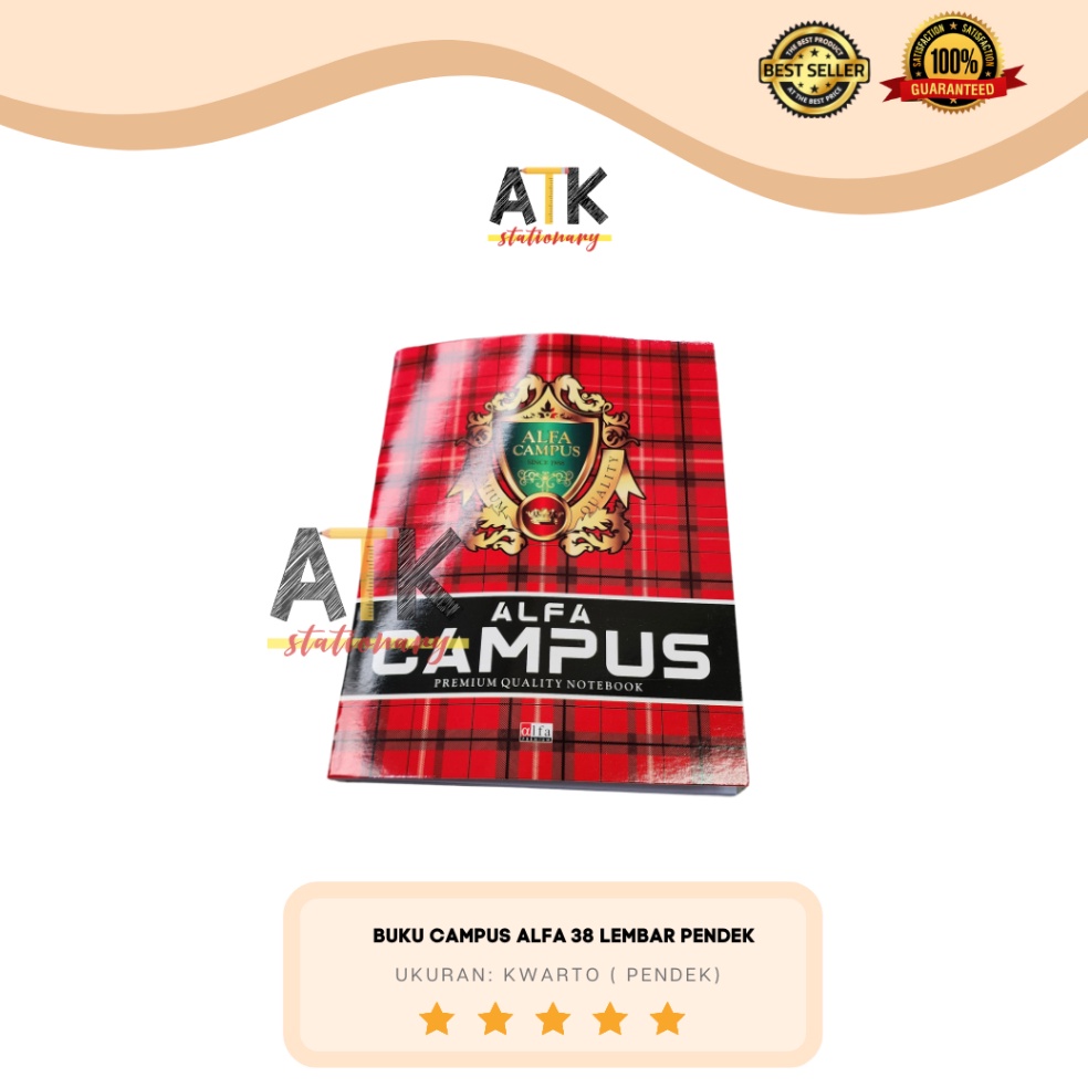 

KODE I92X Buku Tulis Alfa Premium Campus 38 Lembar Ukuran Kwarto Pendek ATK