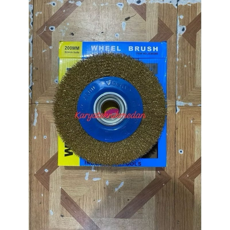 BENZ SIKAT BAJA KUNINGAN GERINDA DUDUK 8" | SIKAT PIRING GRENDA DUDUK | WHEEL WIRE BRUSH 200MM