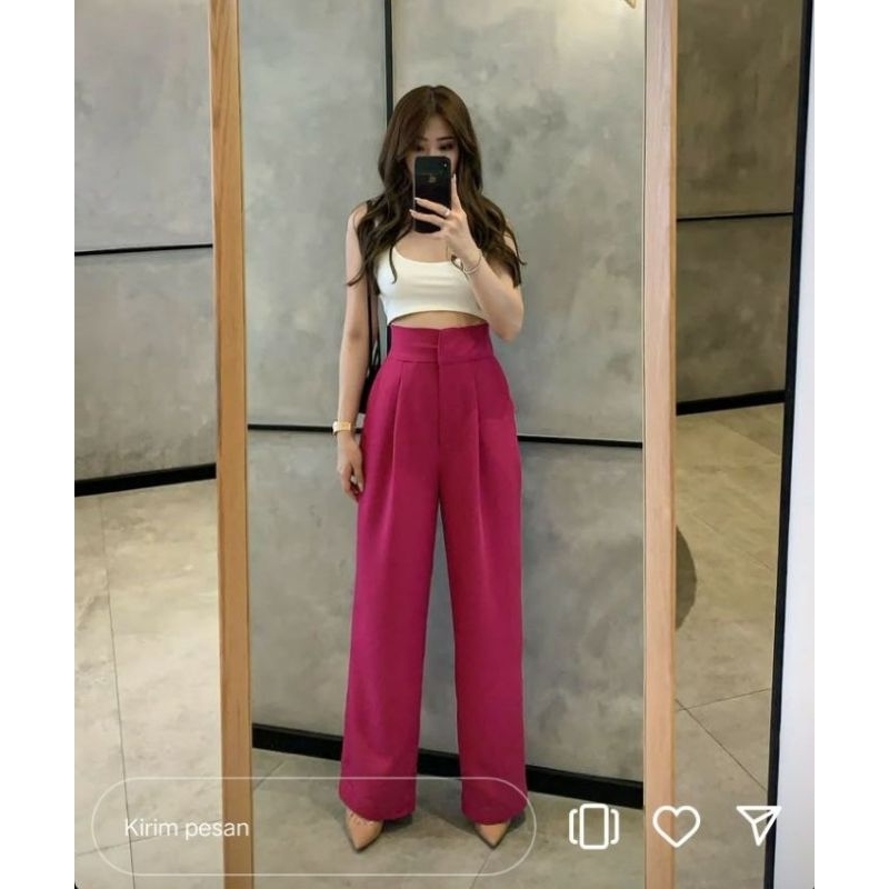 Preloved Goulding amalfi HW cullote Fuschia  celana panjang wanita Kulot Hightwaist