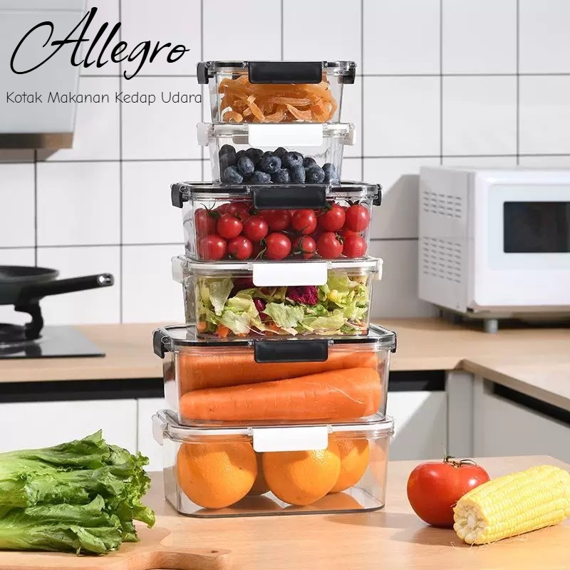 Kotak Penyimpanan Makanan Kulkas Isi 3 pcs / Toples Makanan Kedap Udara / Kotak Kontainer Makanan Ku