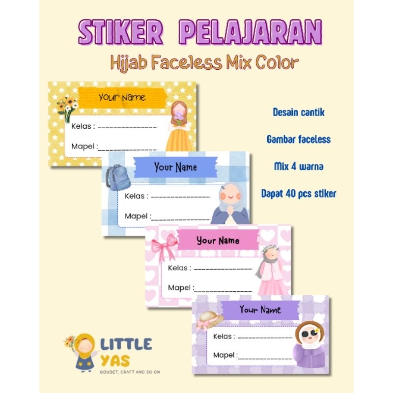 

Stiker Mata Pelajaran Hijab Faceless Series/Stiker Buku Sekolah/Stiker Mapel CUSTOM NAMA Unik Lucu