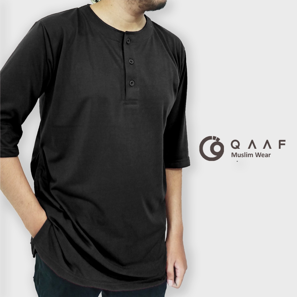 Kurta Koko Pria Baju Muslim Lengan 3/4 Bahan Kaos Katun Polyester Premium Terbaru