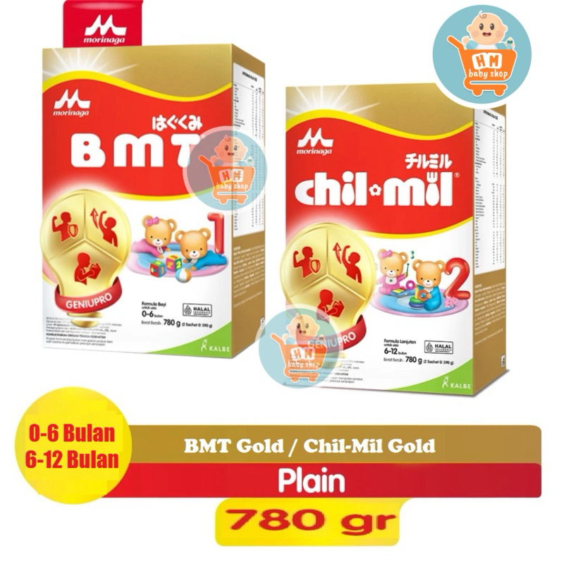 Morinaga BMT dan Chil-Mil Gold Geniupro Formula Bayi Usia 0-6Bulan 6-12Bulan 780g