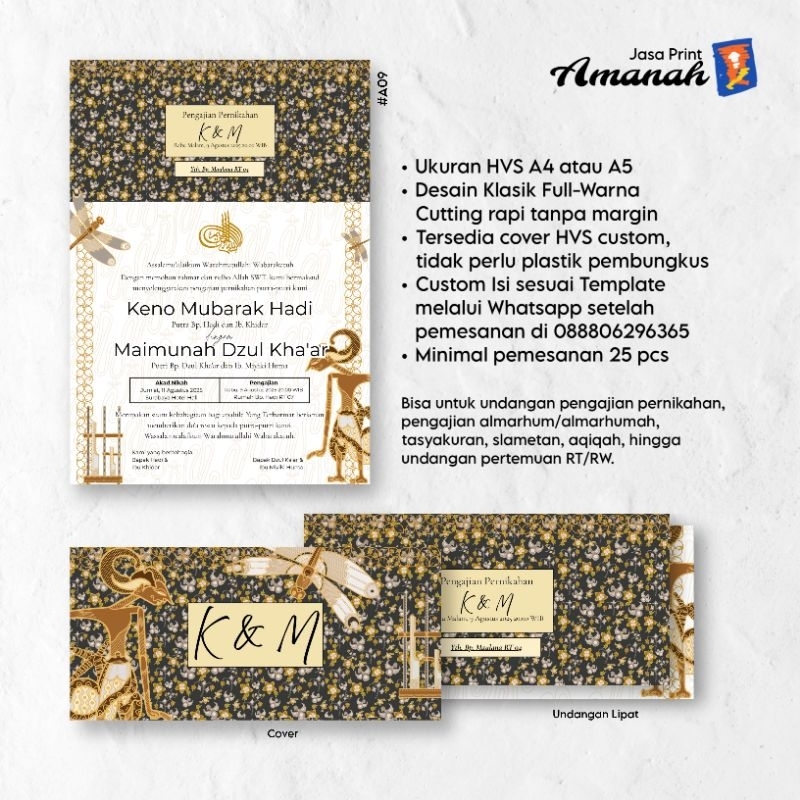 

[A09] Undangan Lipat HVS A4/A5 Desain Klasik Batik Putih Hijau Landscape | Pengajian, Walimah, Tasyakuran, Slametan, Sunatan, Acara RT/RW