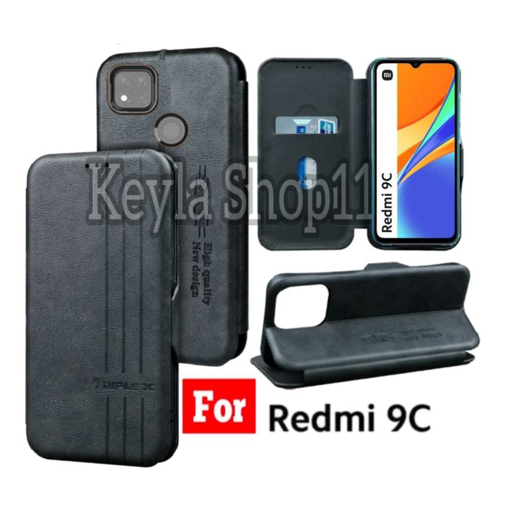 Case For XIAOMI REDMI 9C Casing Dompet Motif Triple X Flip Cover Leather Premium Sarung Buku HP