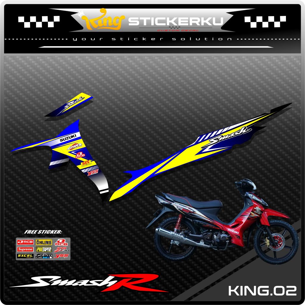 (COD)Sticker Striping Variasi Smash 110 R - Stiker Striping Motor Smash Lama Desain Racing. KS.02