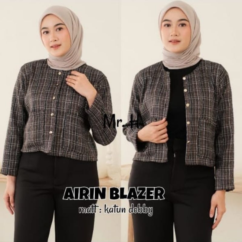 Atasan Crop Blazer Wanita Atasan Wanita Crop Lengan Panjang