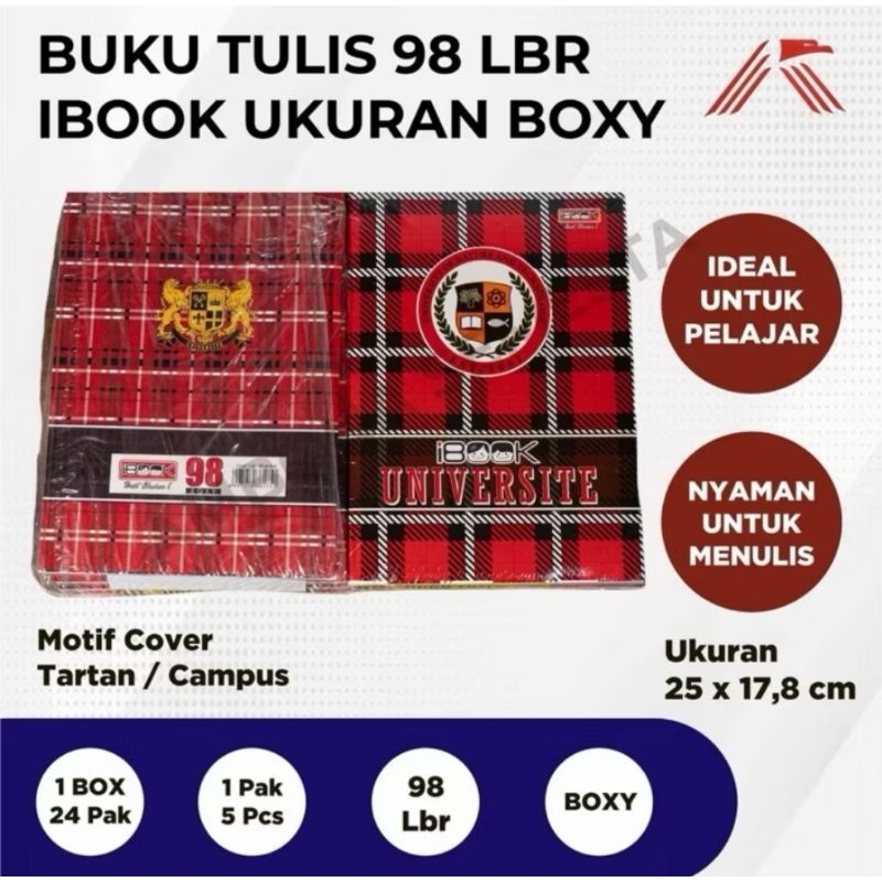 

Buku Tulis Panjang BOXY iBOOK isi 98 lembar ( 1 pack isi 5 buku )