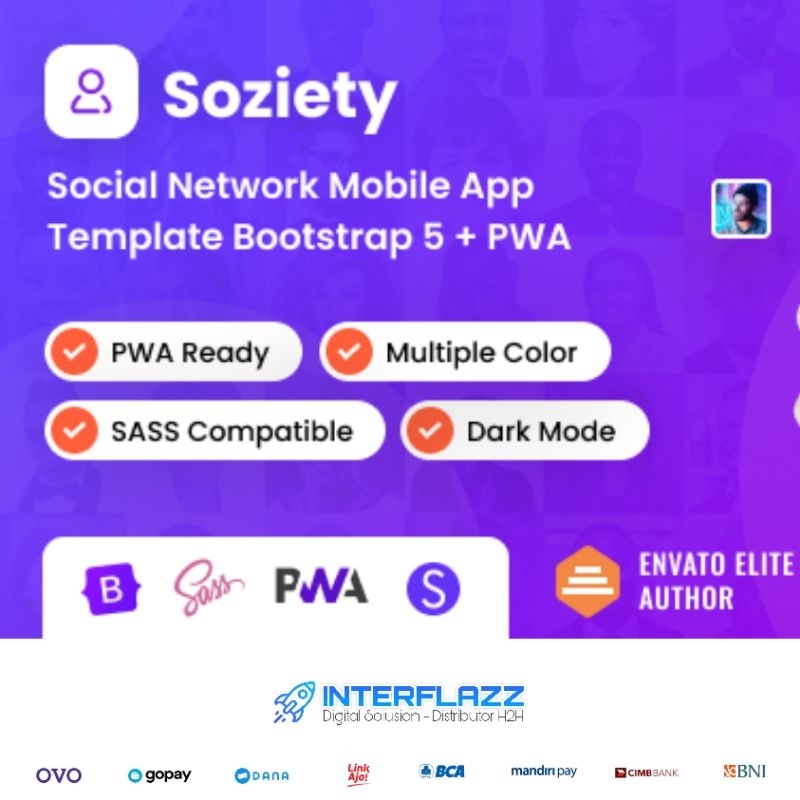 Soziety - Social Network Mobile App Template HTML
