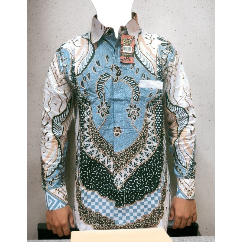 Batik Biru Denim Putih