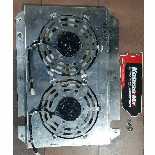 rumah kipas radiator mobil custom aluminium termasuk kipas double karimun