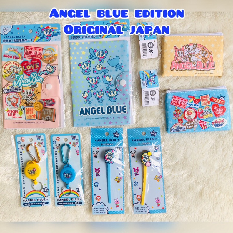 KODE J14U angel blue edition sarung botol key reel  pouch  pengikat kabel  pass book oroginal japan