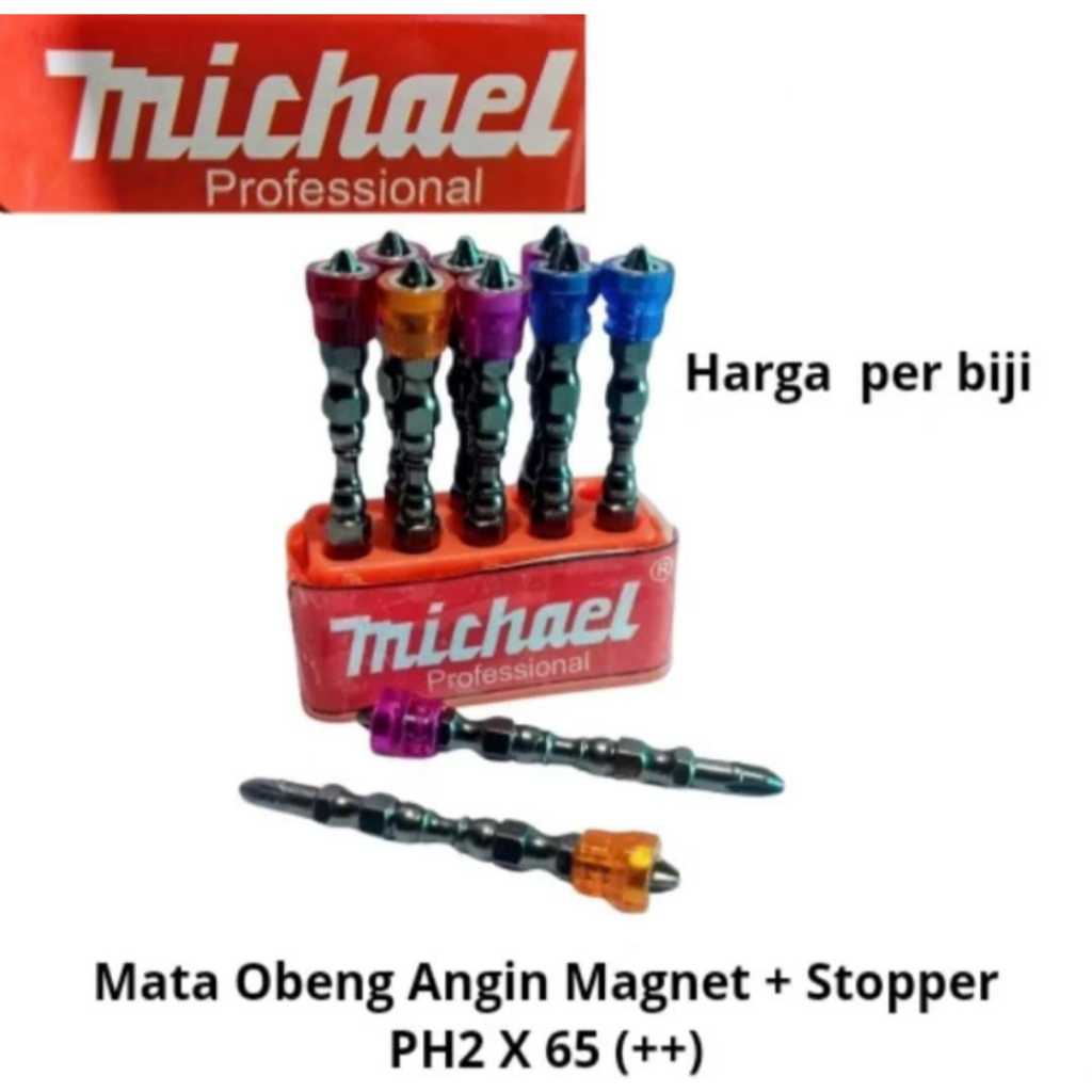 Mata Obeng Angin Magnet+ Stopper PH2 X 65 MICHAEL/Mata Obeng Angin PH2 x65 Plus Plus ++ Michael